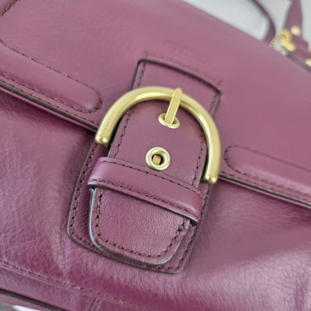 Coach Campbell Domed Satchel Plum Purple Leather‎ Handbag F25151 Gold Hardware - Picture 10 of 15